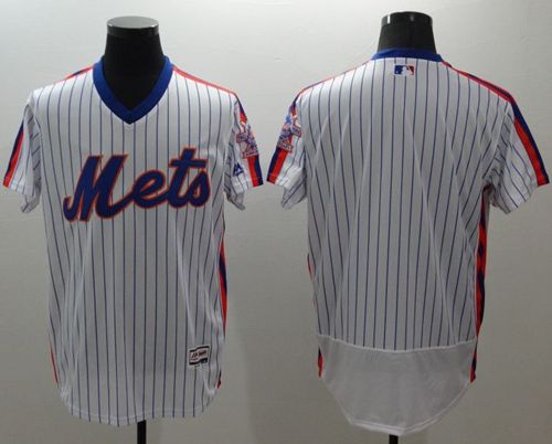 Mets Blank White(Blue Strip) Flexbase Authentic Collection Alternate Stitched MLB Jersey - Click Image to Close